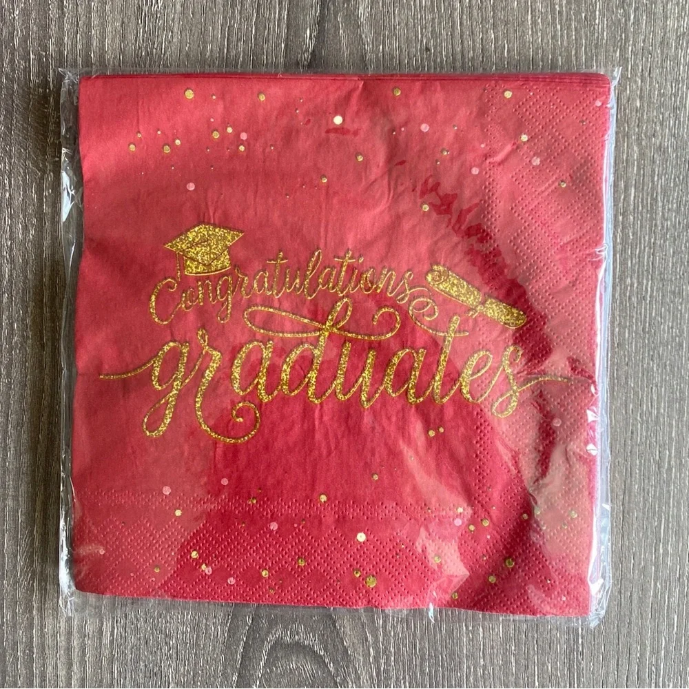 Red And Gold Graduation Party Supply Pack serves 16